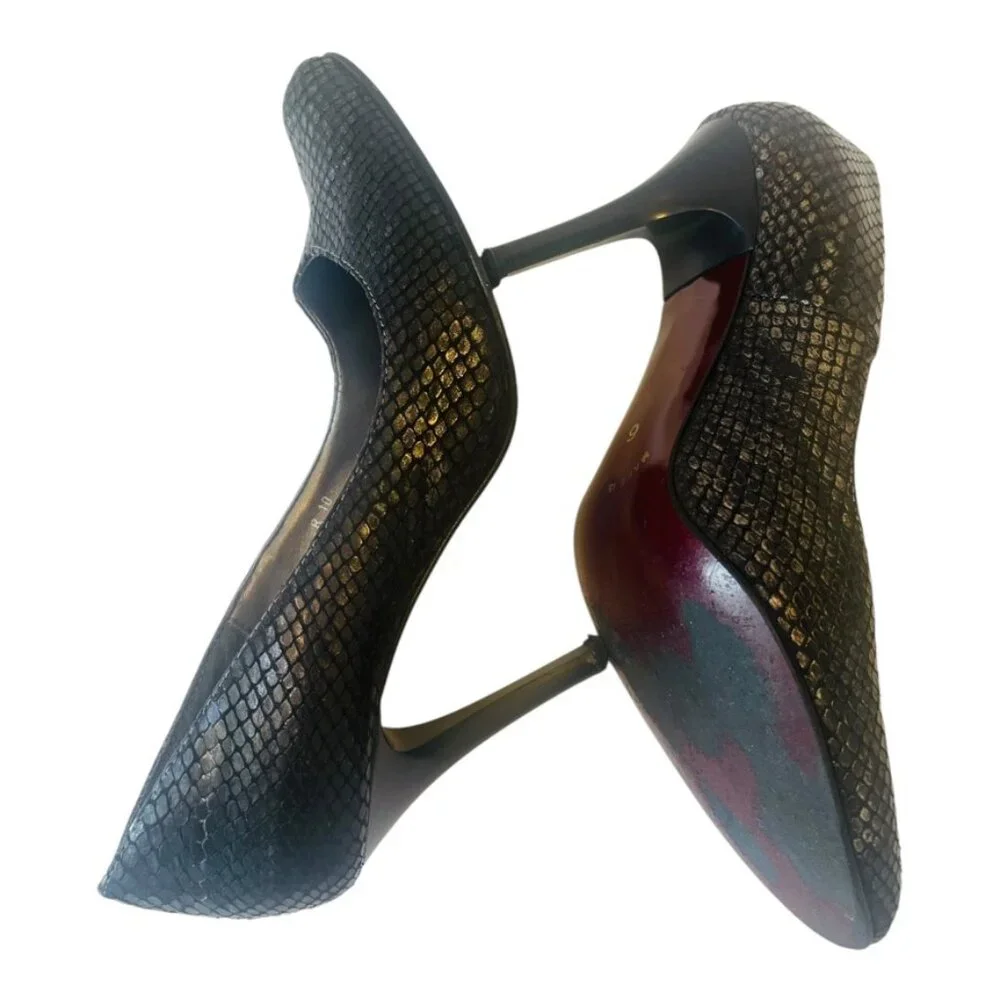 Carisma Made In Italy Pewter/gunmetal snake print leather Stiletto Pumps Size 6
